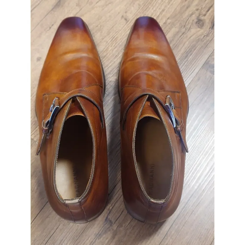 Magnanni Men’s 12M Brown Burnished Leather Dress Chukka Boots